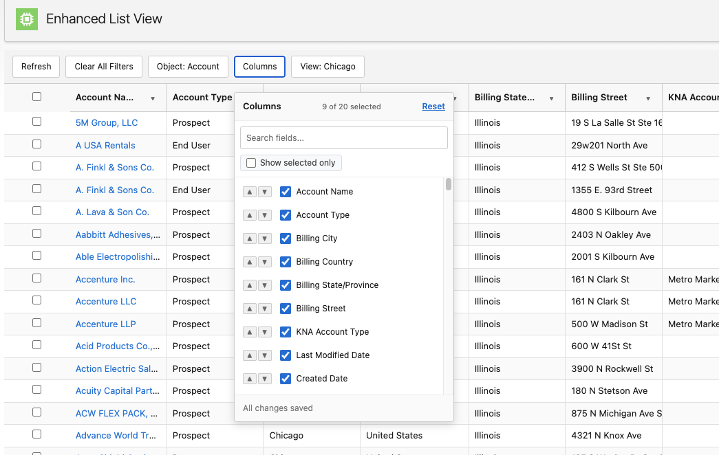 Frohm Grid filtering controls